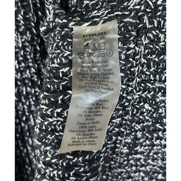 Everlane Wool Full Zip Sweater Jacket Chunky Marled Black Cardigan Size Small - Picture 8 of 8